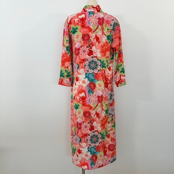 Natori Satin Caftan House Dress Floral Long Flowing Robe S - Picture 5 of 9
